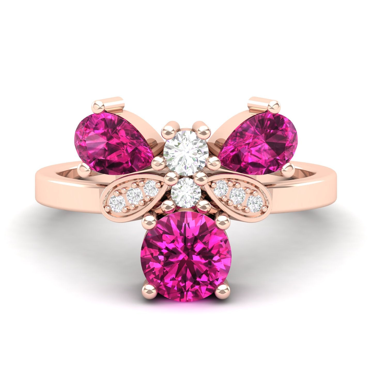 Maurya Colorfly Ruby Ring with Round Diamonds