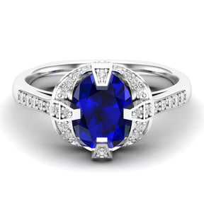 Maurya Prong Set Amethyst Hidden Gem Engagement Ring with Accent Diamonds