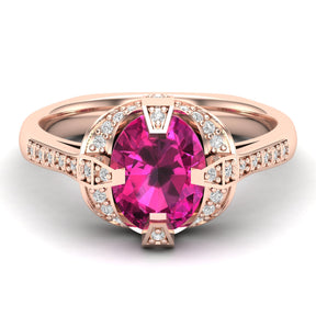 Maurya Prong Set Amethyst Hidden Gem Engagement Ring with Accent Diamonds