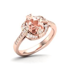 Maurya Prong Set Amethyst Hidden Gem Engagement Ring with Accent Diamonds