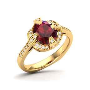 Maurya Prong Set Amethyst Hidden Gem Engagement Ring with Accent Diamonds
