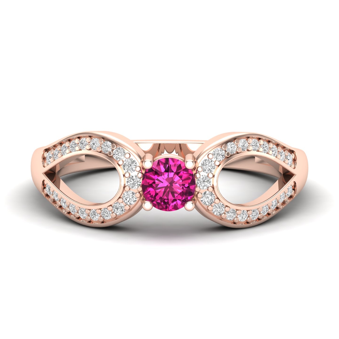 Maurya Ruby Curve Promise Ring with Accent Diamonds