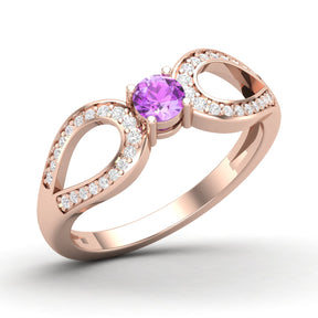 Maurya Ruby Curve Promise Ring with Accent Diamonds