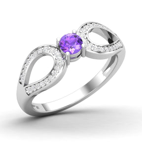 Maurya Ruby Curve Promise Ring with Accent Diamonds