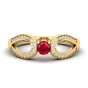 Maurya Ruby Curve Promise Ring with Accent Diamonds