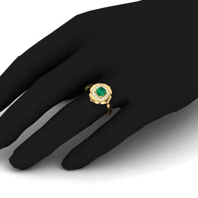 Maurya Solitaire Cushion Sapphire Prime Engagement Ring with Diamond Halo