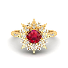 Maurya Solitaire Citrine and Pave-Set Diamond Ice Flakes Engagement Ring