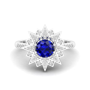 Maurya Solitaire Citrine and Pave-Set Diamond Ice Flakes Engagement Ring
