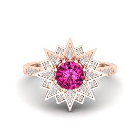 Maurya Solitaire Citrine and Pave-Set Diamond Ice Flakes Engagement Ring