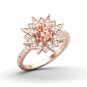 Maurya Solitaire Citrine and Pave-Set Diamond Ice Flakes Engagement Ring