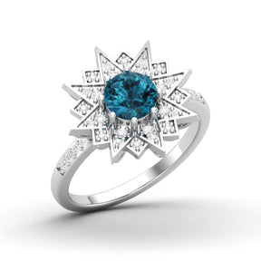 Maurya Solitaire Citrine and Pave-Set Diamond Ice Flakes Engagement Ring