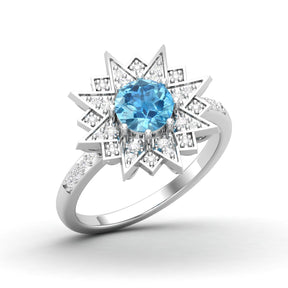 Maurya Solitaire Citrine and Pave-Set Diamond Ice Flakes Engagement Ring