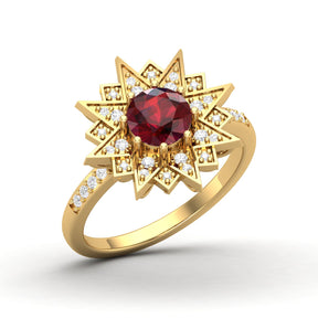 Maurya Solitaire Citrine and Pave-Set Diamond Ice Flakes Engagement Ring