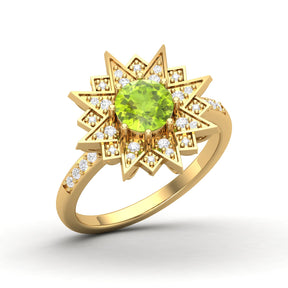 Maurya Solitaire Citrine and Pave-Set Diamond Ice Flakes Engagement Ring