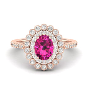 Maurya Tanzanite Subtle Engagement Ring with Diamond Halo