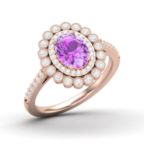 Maurya Tanzanite Subtle Engagement Ring with Diamond Halo