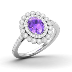 Maurya Tanzanite Subtle Engagement Ring with Diamond Halo