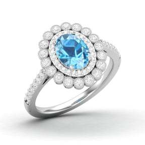 Maurya Tanzanite Subtle Engagement Ring with Diamond Halo