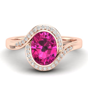 Maurya Tanzanite Harmony Engagement Ring with Diamond Halo