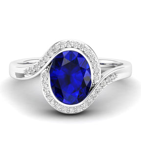 Maurya Tanzanite Harmony Engagement Ring with Diamond Halo