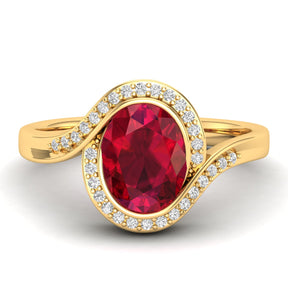 Maurya Tanzanite Harmony Engagement Ring with Diamond Halo