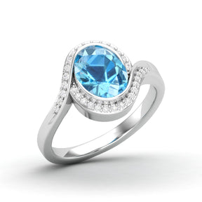 Maurya Tanzanite Harmony Engagement Ring with Diamond Halo