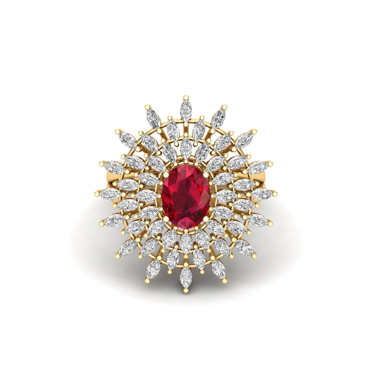 Maurya Solitaire Citrine Sunflower Cocktail Ring with Marquise Diamonds