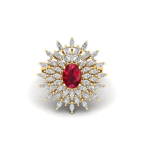 Maurya Solitaire Citrine Sunflower Cocktail Ring with Marquise Diamonds
