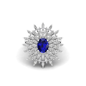 Maurya Solitaire Citrine Sunflower Cocktail Ring with Marquise Diamonds