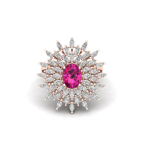 Maurya Solitaire Citrine Sunflower Cocktail Ring with Marquise Diamonds