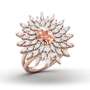 Maurya Solitaire Citrine Sunflower Cocktail Ring with Marquise Diamonds