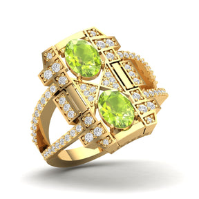 Maurya Oval Ruby and Diamond Split Shank Astronave Cocktail Ring