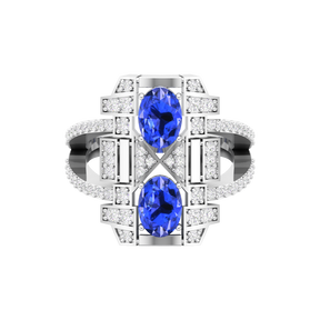 Maurya Oval Ruby and Diamond Split Shank Astronave Cocktail Ring