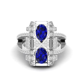 Maurya Oval Ruby and Diamond Split Shank Astronave Cocktail Ring