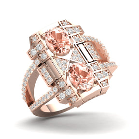 Maurya Oval Ruby and Diamond Split Shank Astronave Cocktail Ring