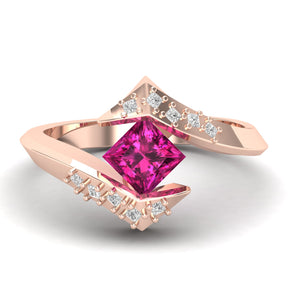 Maurya Square Blue Sapphire Supernova Bypass Engagement Ring