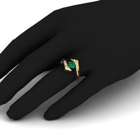 Maurya Square Blue Sapphire Supernova Bypass Engagement Ring