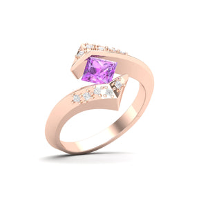Maurya Square Blue Sapphire Supernova Bypass Engagement Ring