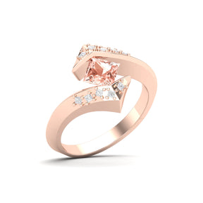 Maurya Square Blue Sapphire Supernova Bypass Engagement Ring