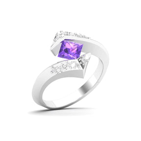 Maurya Square Blue Sapphire Supernova Bypass Engagement Ring