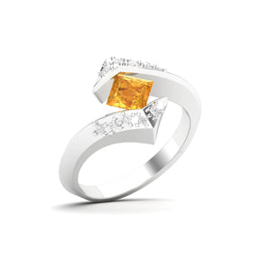 Maurya Square Blue Sapphire Supernova Bypass Engagement Ring