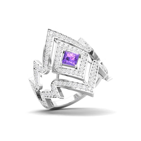 Maurya Blitz Tanzanite Cocktail Ring with Round Diamond Accents