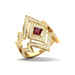 Maurya Blitz Tanzanite Cocktail Ring with Round Diamond Accents