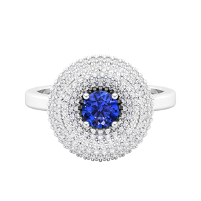 Maurya Ruby Winter Apple Promise Ring with Micro Pave Set Diamonds