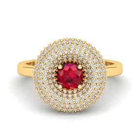 Maurya Ruby Winter Apple Promise Ring with Micro Pave Set Diamonds
