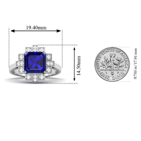 Maurya Asscher Cut Garnet Solitaire Firecracker Engagement Ring with Diamonds