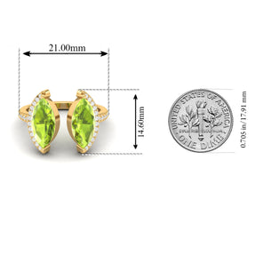 Maurya Nature Eyes Peridot Two Stone Engagement Ring with Accent Diamond