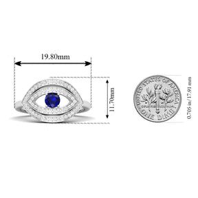 Maurya Solitaire Pink Amethyst Evil Eye Promise Ring with Pave-Set Diamonds