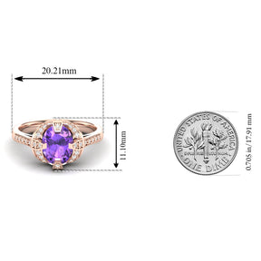 Maurya Prong Set Amethyst Hidden Gem Engagement Ring with Accent Diamonds