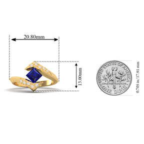 Maurya Square Blue Sapphire Supernova Bypass Engagement Ring